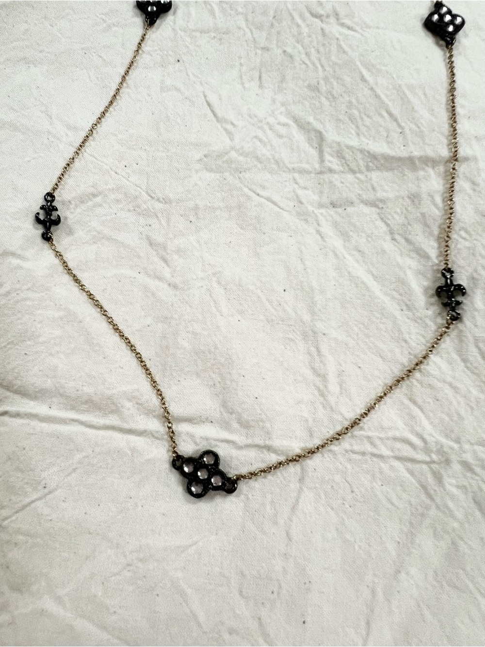 J. Crew Gold-Tone Chain Necklace with Fleur Motifs